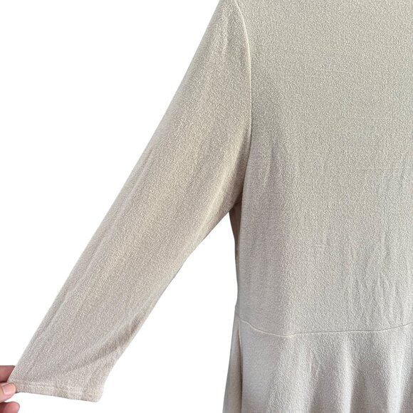 Soft Surroundings Top M Beige Asymmetrical Hem Tunic Sweater Strechy - Picture 3 of 9